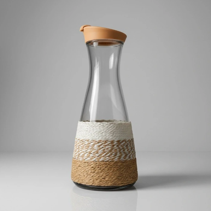 1ltr Glass Juice Jar And Water Carafe With Jute Twine Wrap